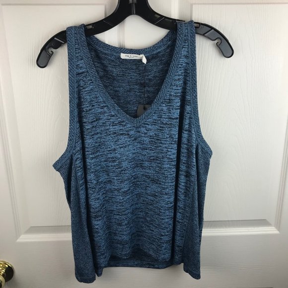 NWT rag & bone Ramona V-Neck Tank Top Blue SIze L - Picture 1 of 4